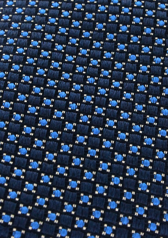 Cravate en Soie Bleu Marine Homme à Micro Motifs Bleu Ciel