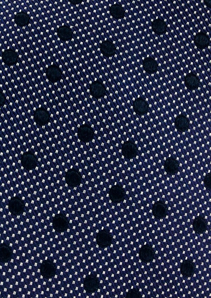 Cravate en Soie Bleu Marine à Pois