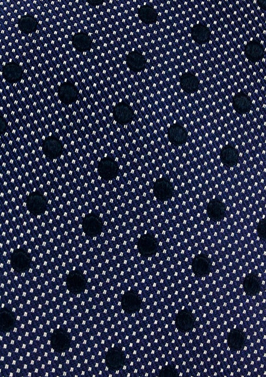 Cravate en Soie Bleu Marine à Pois