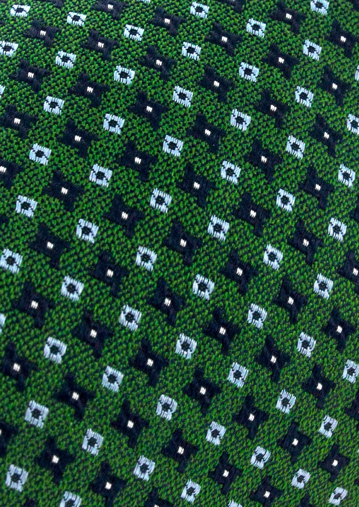 Cravate en Soie Verte Homme à Micro Motifs Géométriques