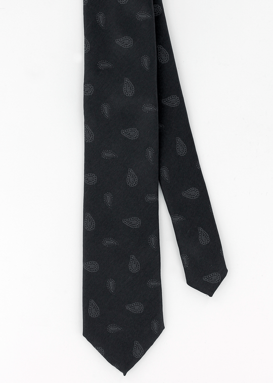 Cravate microfibre grise motifs cachemire | Cotton Park