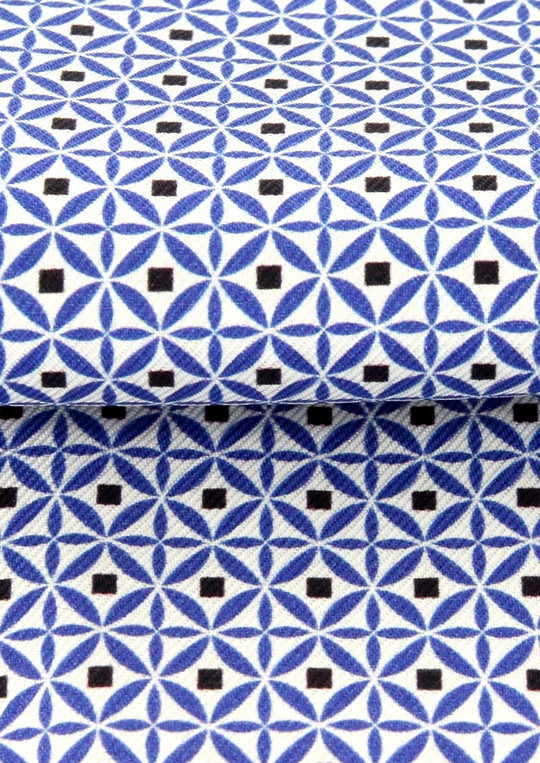 Foulard ascot homme en soie blanc à motifs bleus et noirs
