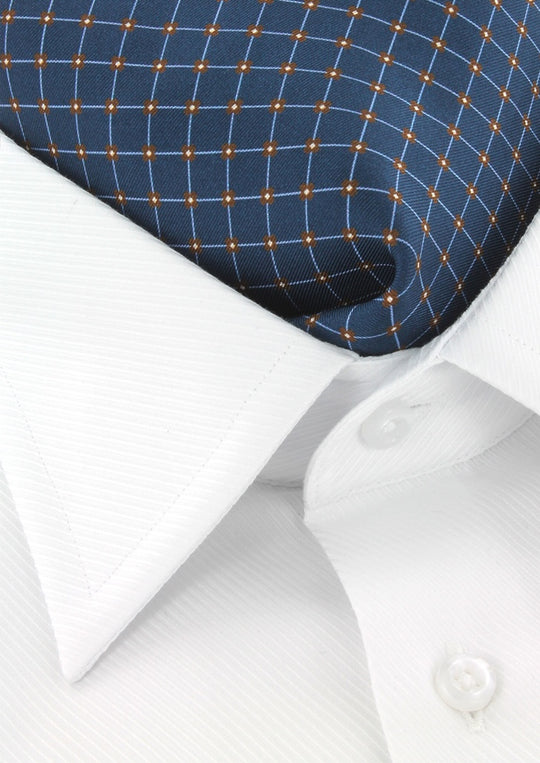 Ascot bleu marine à motifs carreaux et fleurs marron