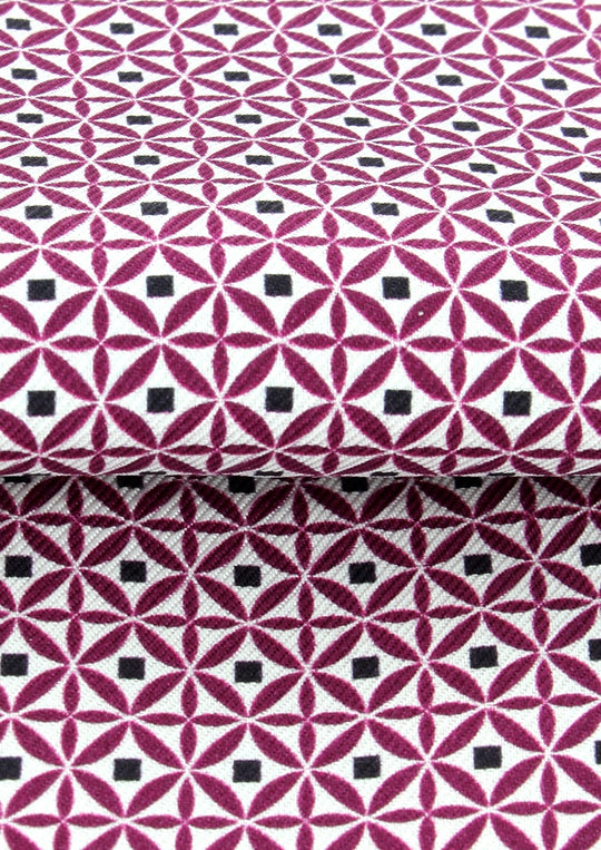 Foulard ascot homme en soie blanc à motifs fuchsia et noirs