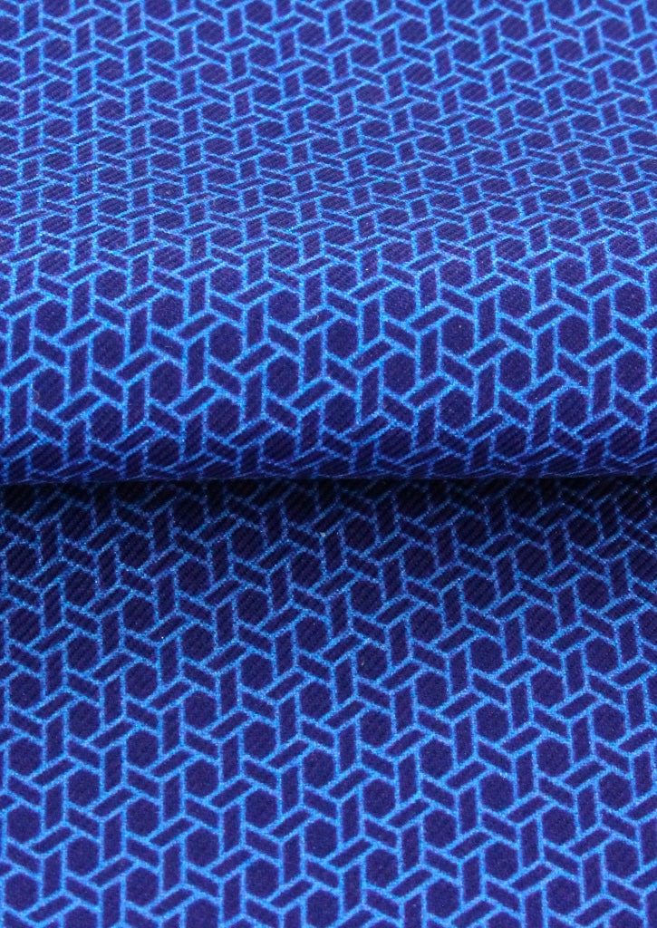 Foulard ascot homme en soie bleu royal motif bleu marine