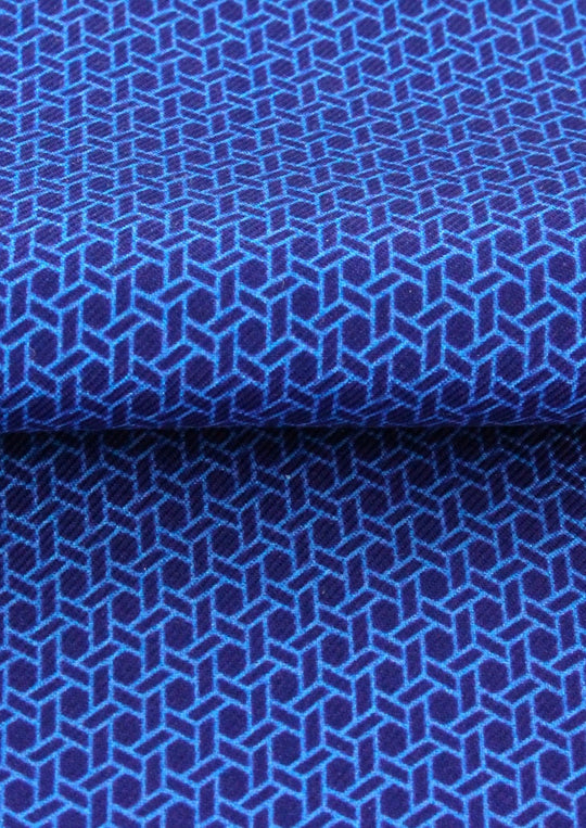 Foulard ascot homme en soie bleu royal motif bleu marine