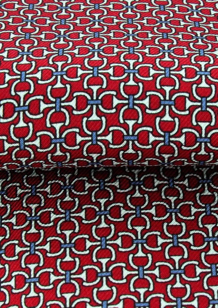 Foulard ascot homme rouge bordeaux à motifs blancs et bleu ciel