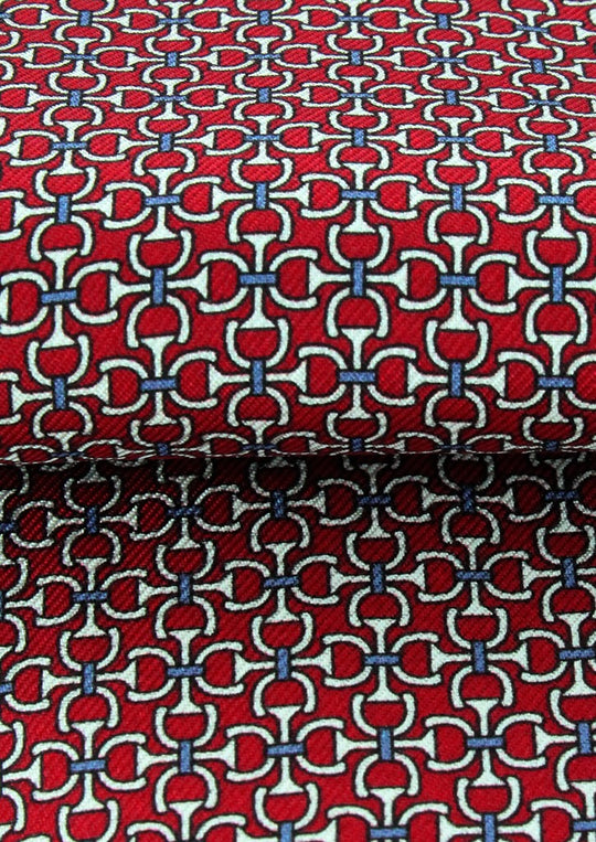 Foulard ascot homme rouge bordeaux à motifs blancs et bleu ciel
