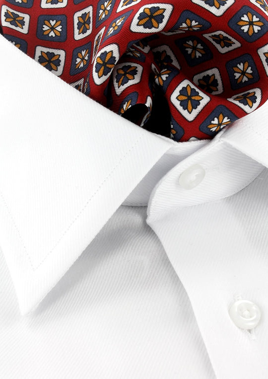 Foulard ascot en soie rouge et marine