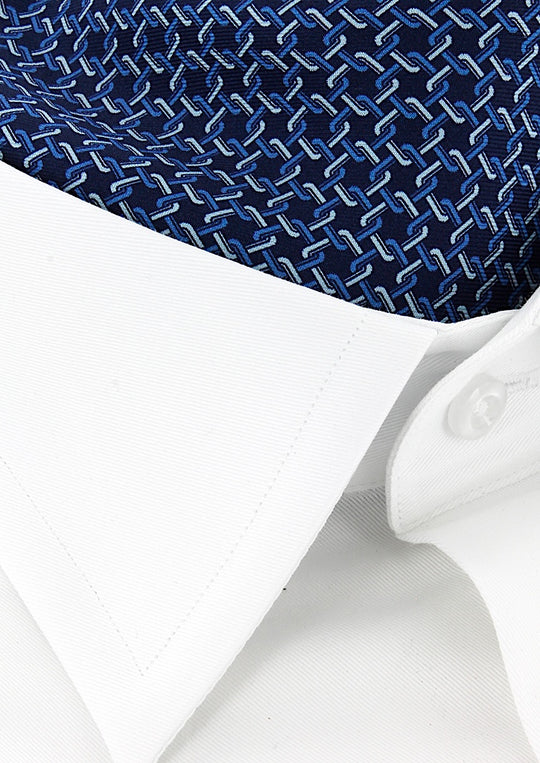 Foulard ascot homme en soie bleu marine motif bleu ciel