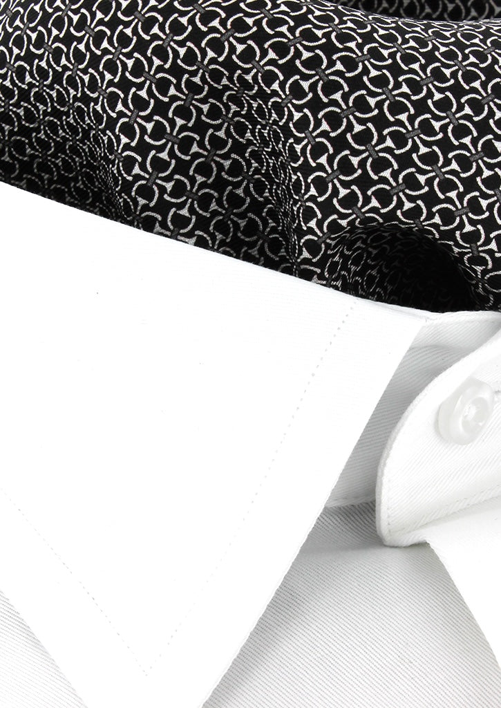 Foulard ascot homme en soie noir et blanc