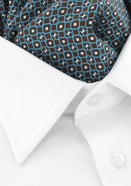 Ascot marron à motifs géométriques bleu turquoise