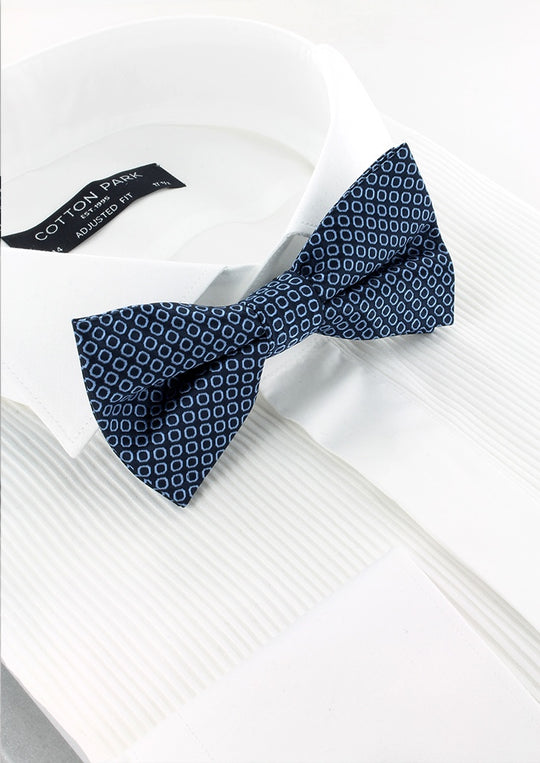 Nœud papillon bleu marine motifs ronds bleu ciel