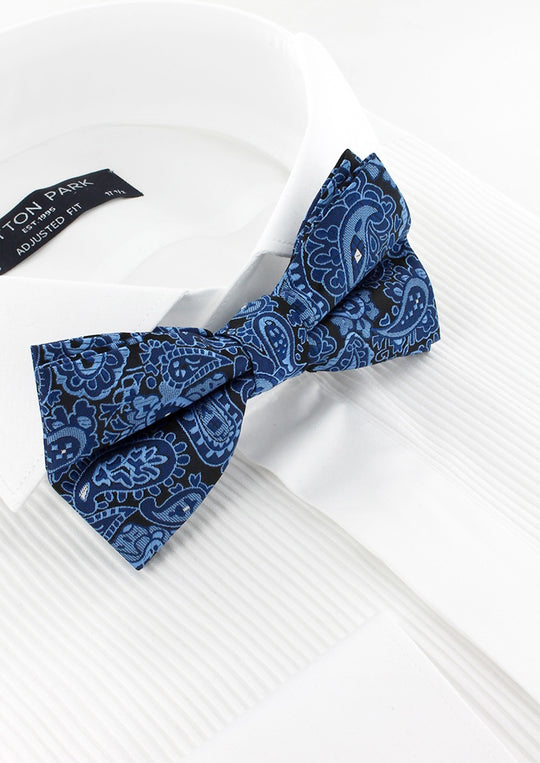 Nœud papillon bleu ciel motif paisley