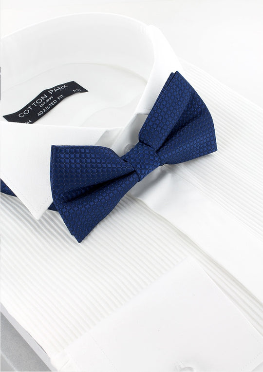 Nœud papillon bleu roi motif carrés ton sur ton