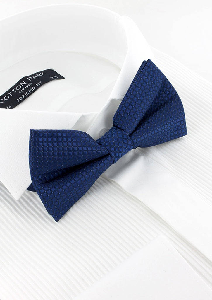 Nœud papillon bleu roi motif carrés ton sur ton