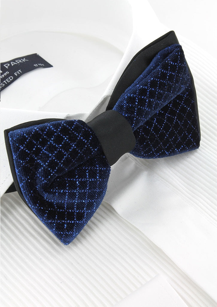 Noeud papillon velours bleu marine strass