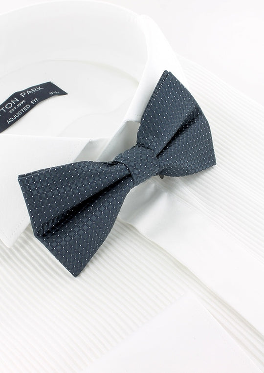 Nœud papillon gris anthracite motif carrés ton sur ton