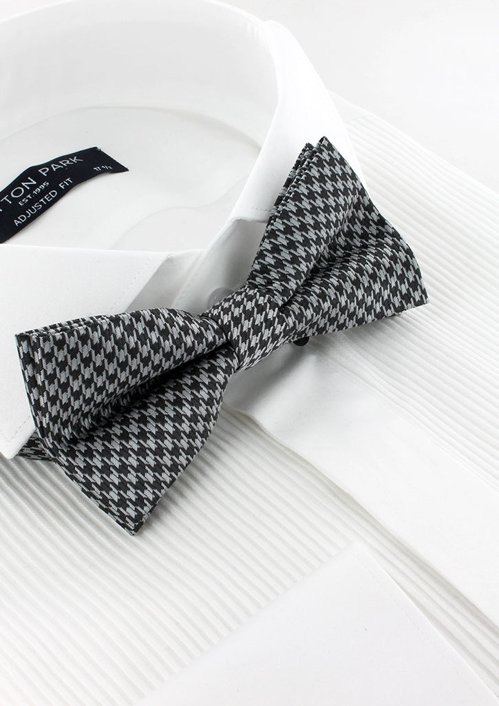 Noeud papillon gris motifs pied-de-poule gris anthracite