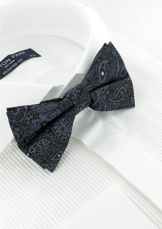 Nœud papillon noir cachemire gris anthracite