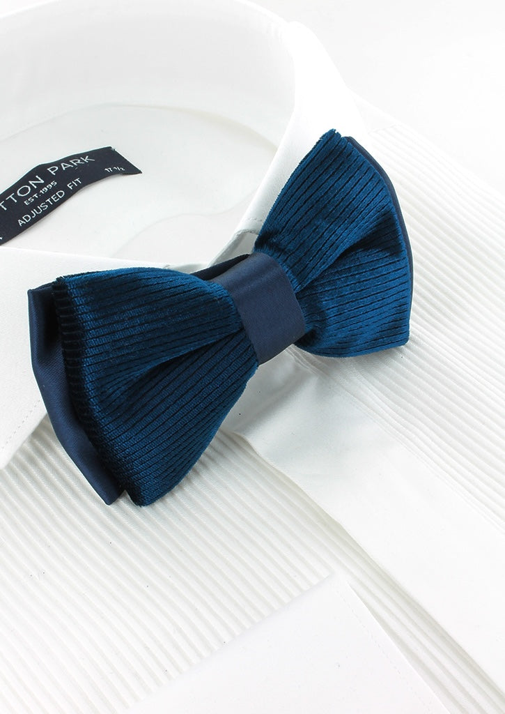 Noeud papillon velours bleu plissé