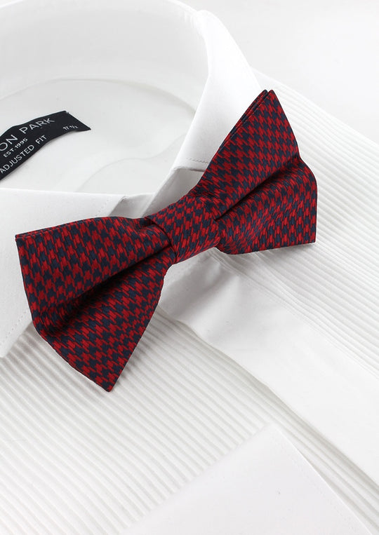 Noeud papillon rouge motifs pied-de-poule bleu marine