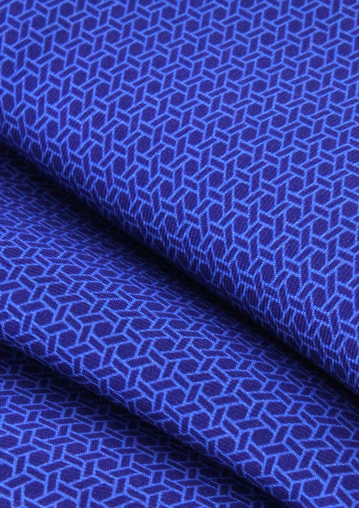 Pochette de costume en soie bleu royal à motifs bleu ciel