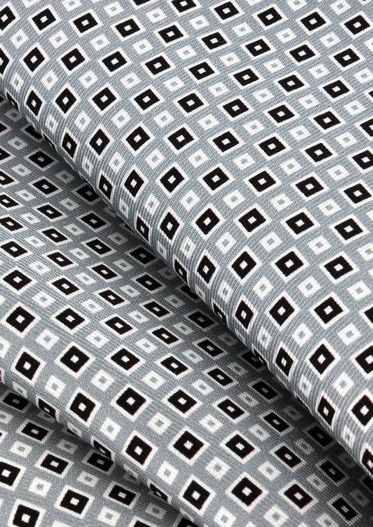 Pochette de costume en soie grise à motifs noir et blanc