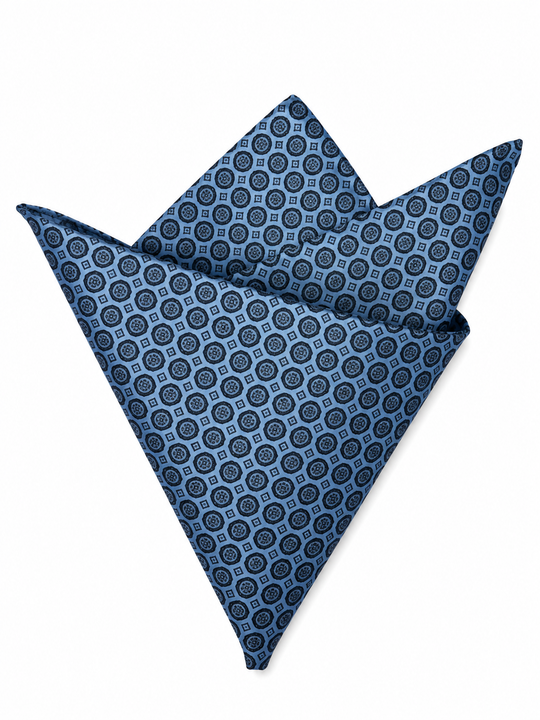 Pochette soie motifs ronds bleu ciel