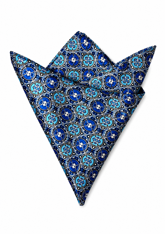 Pochette soie camaieu de bleu