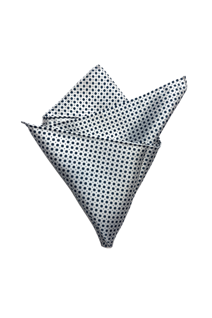 Pochette soie blanche à carreaux noir