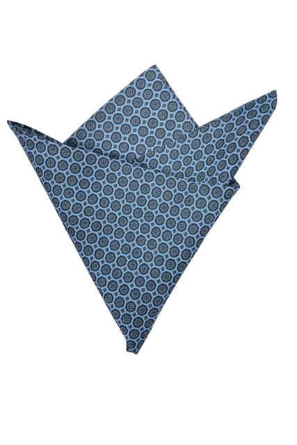 Pochette soie motifs rond bleu ciel