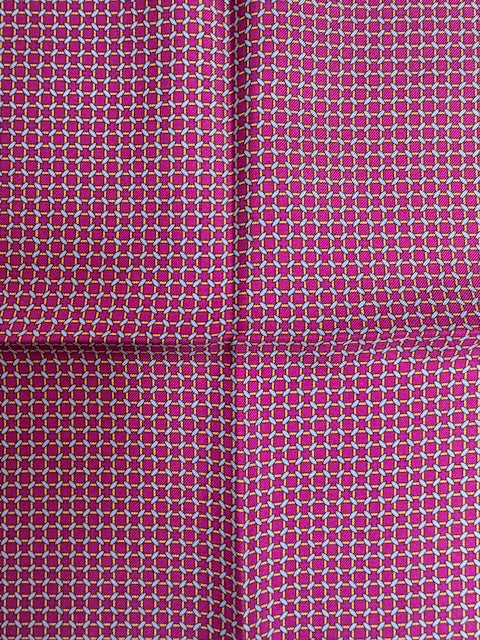 Pochette soie rouge motifs jaune et ciel