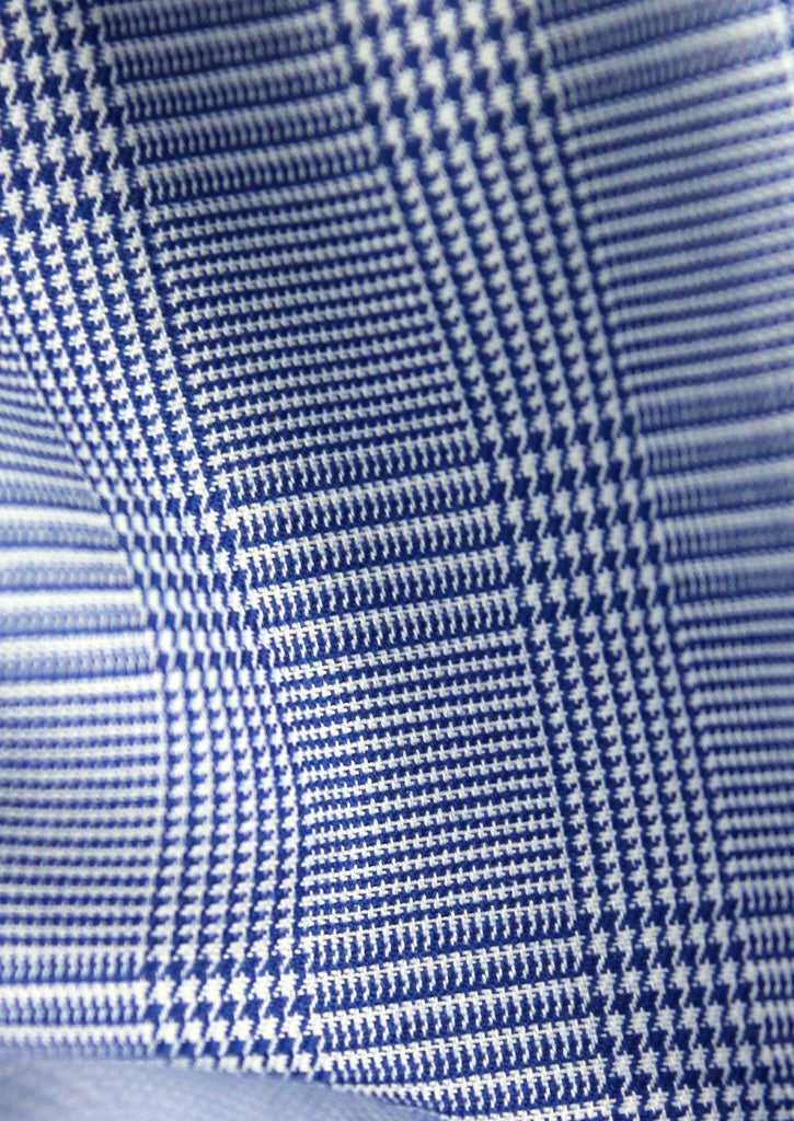 Chemise col indien motif Prince-de-Galles bleu