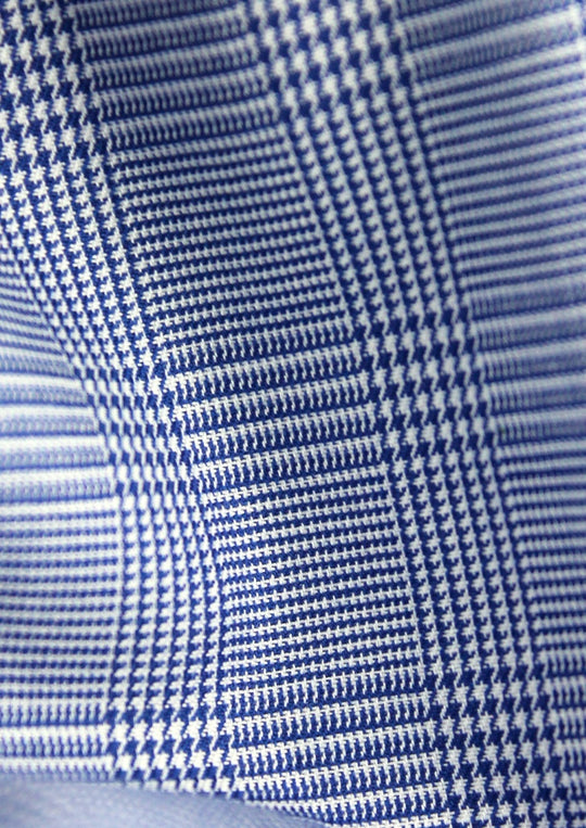 Chemise col indien motif Prince-de-Galles bleu