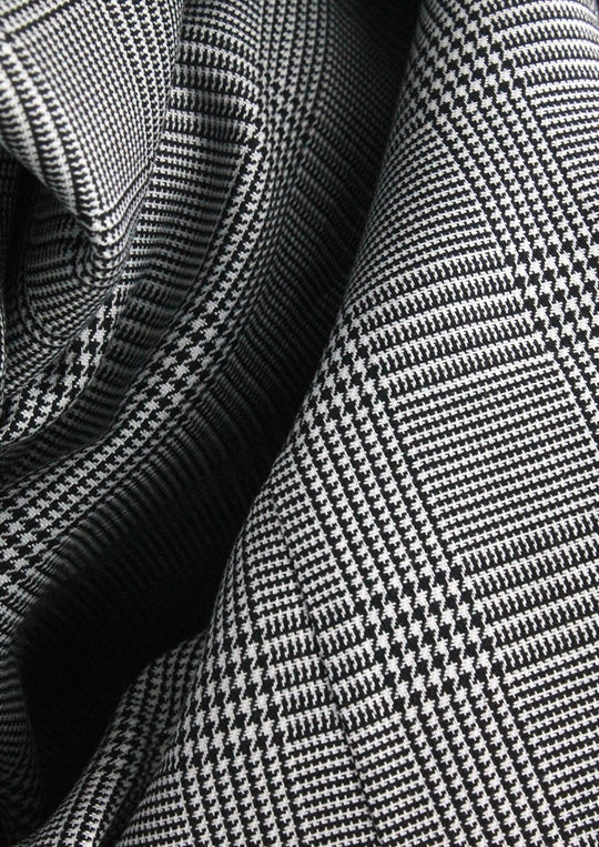 Chemise col indien motif Prince-de-Galles noir