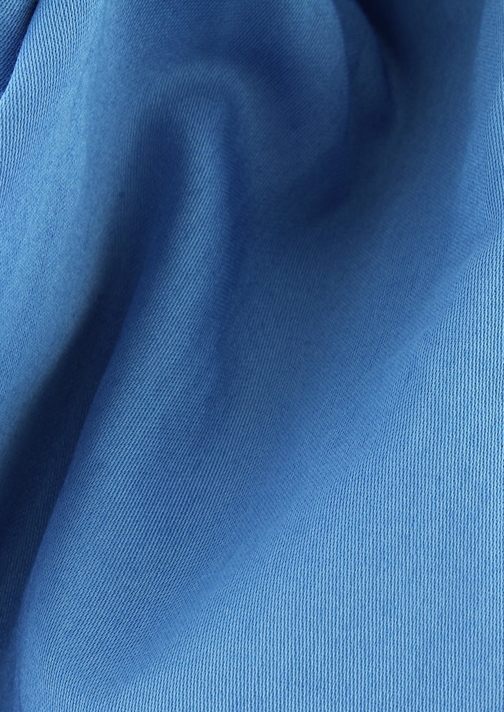 Chemise col indien en satin de coton bleu lavande