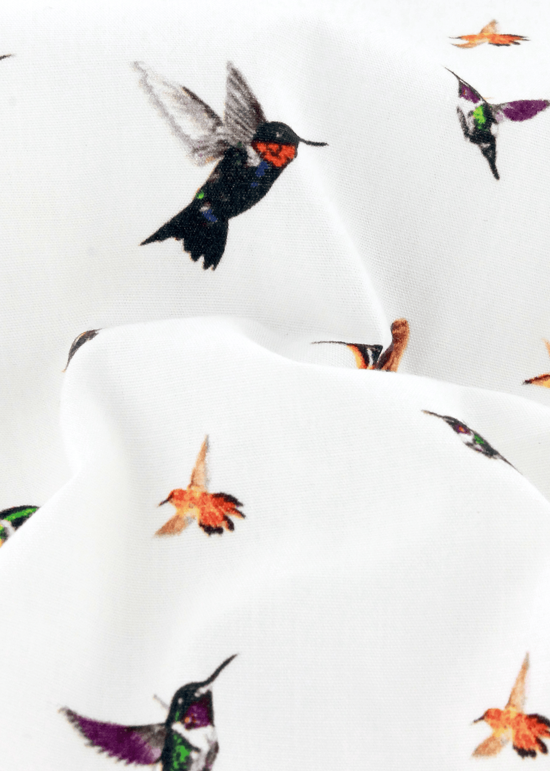 Tissu haut de gamme 100% coton blanc à motif oiseau | Cotton Park