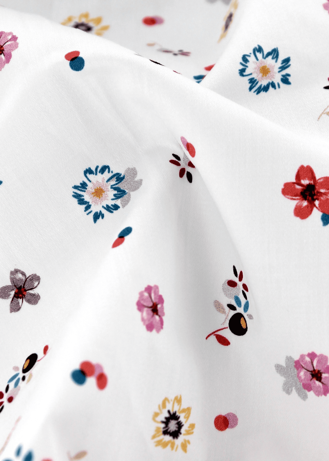 Tissu blanc à fleurs - Cassis | Cotton Park