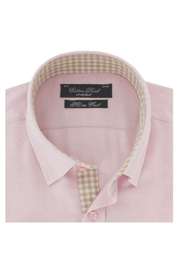 Chemise cintrée coton et cachemire rose | Cotton Park