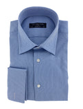 Chemise pour homme natté bleu ciel col classique poignets mousquetaire Cotton Park
