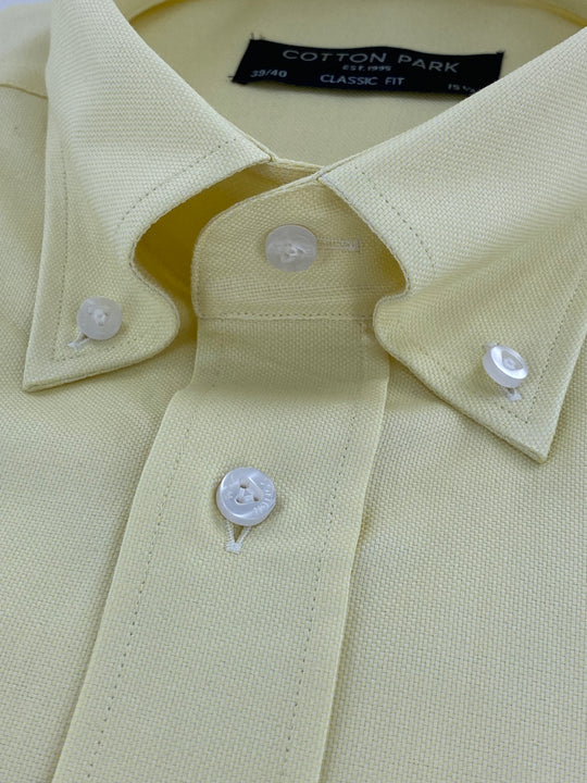 Yellow button down collar oxford shirt