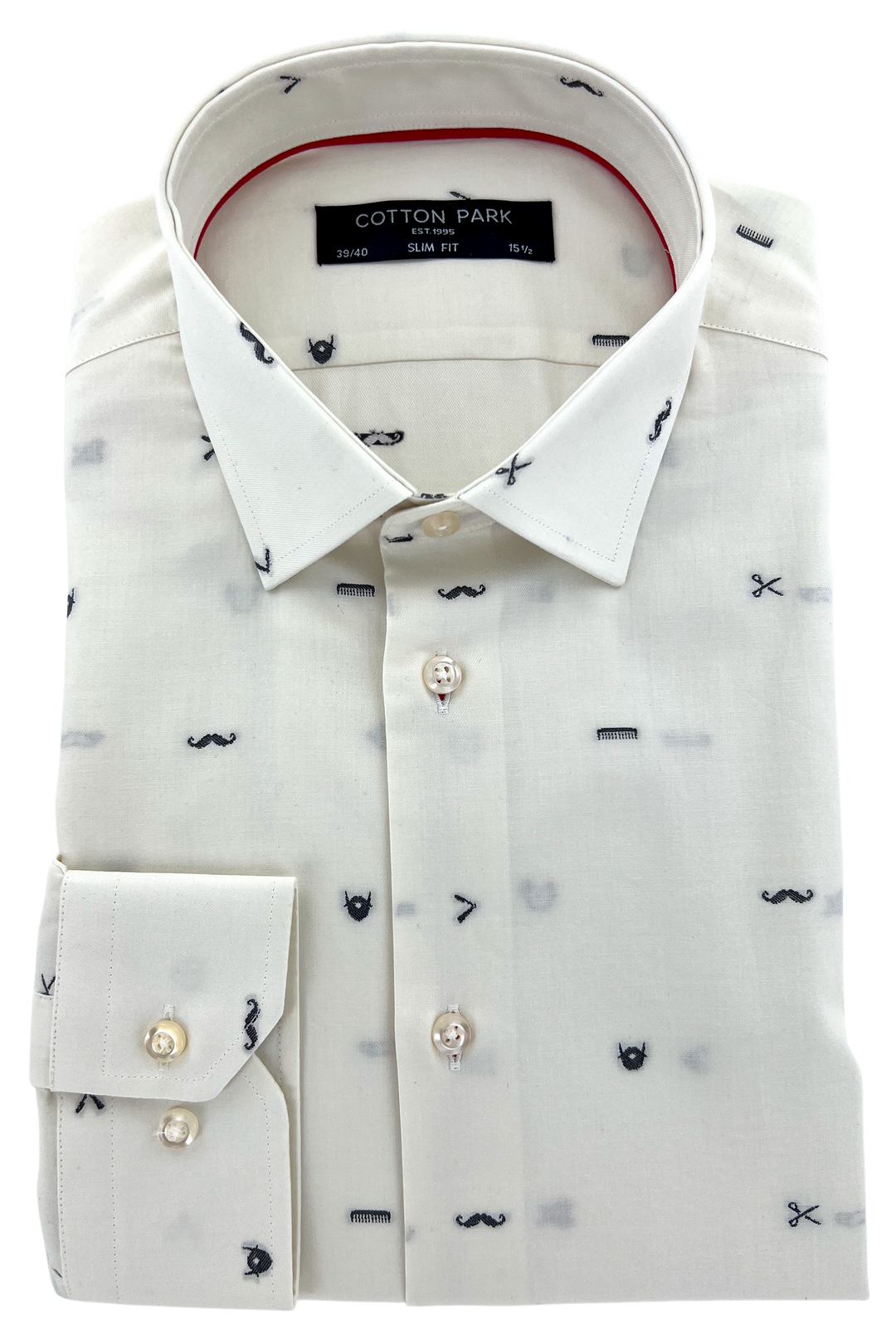 Fitted shirt in patterned ecru twill