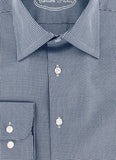 chemise pied de poule bleu marine. chemise tissus double retors pur coton