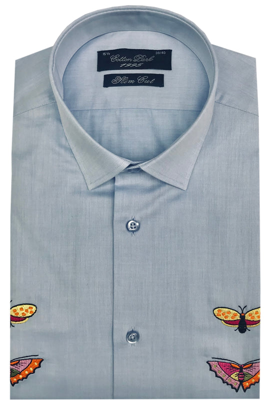 Sky embroidered fitted shirt