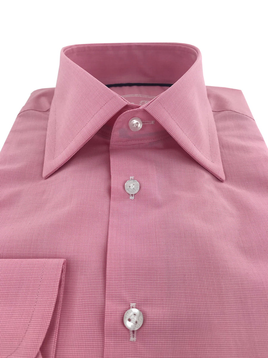 Double-twisted pink micro-check shirt