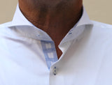Chemise col Cutaway avec opposition carreaux ciel | Cotton Park