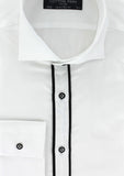 Chemise cintrée cérémonie col cassée blanche biais noir