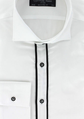Formal fitted shirt with white collar with black bias