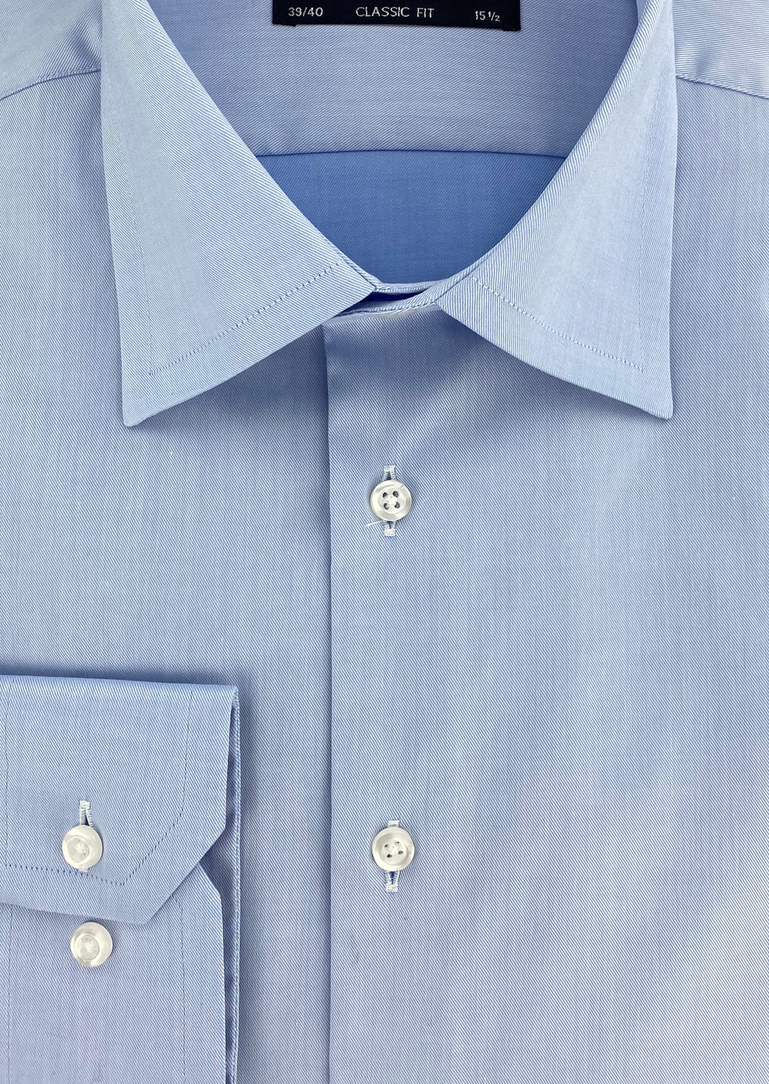 Chemise coupe droite en twill bleu ciel Cotton Park